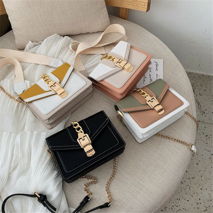 Mini Fashion Lock Flap Bag Synthetic Leather Shoulder Purse Handbag 20*15*7 CM