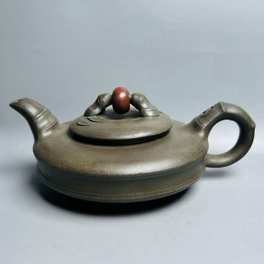 Vintage Chinese Yixing Purple Clay Teapot Zisha Ceremony Ceramic Bamboo Teaware