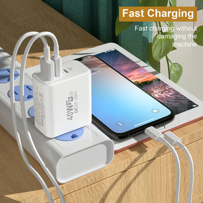 Dual PD 40W Fast Wall Charger Power Adapter For iPhone 15 Pro Max 14 Plus 13 12