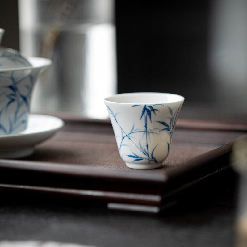 1pc Hand-Painted Bamboo Tea Cup Home Kung Fu Tea Ceramic Master Cup