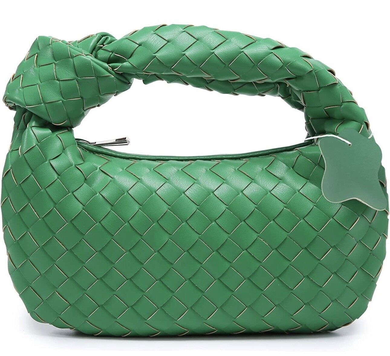 Woven Handbag, Knotted Clutch Bag for Women Soft Leather Hobo Bag Fashion Mini C
