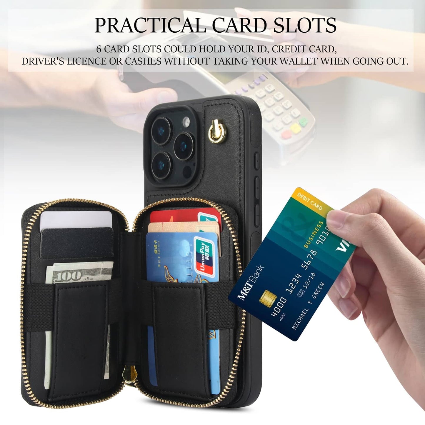 Crossbody Wallet Case for iPhone 16/15/14/13/12/11 Pro Max SE 7 8 X XS Max XR