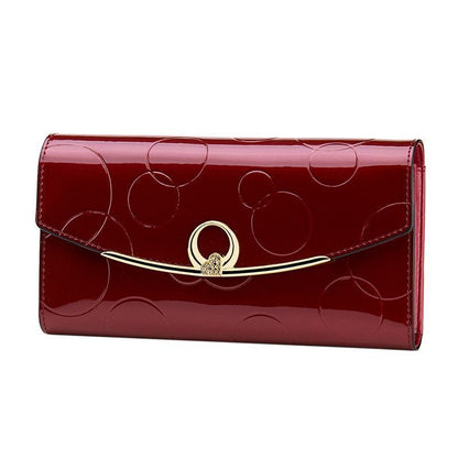 Long Wallet Fashion Purse Leather Red/Gold/Blue Clutch 3.5*10*19CM Polyester Bag
