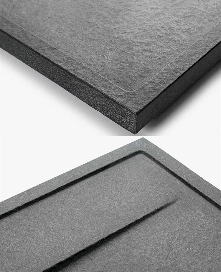 Stone Tea Tray Simple Pattern Black Stone Weighted Tea Table Water Draining Tray