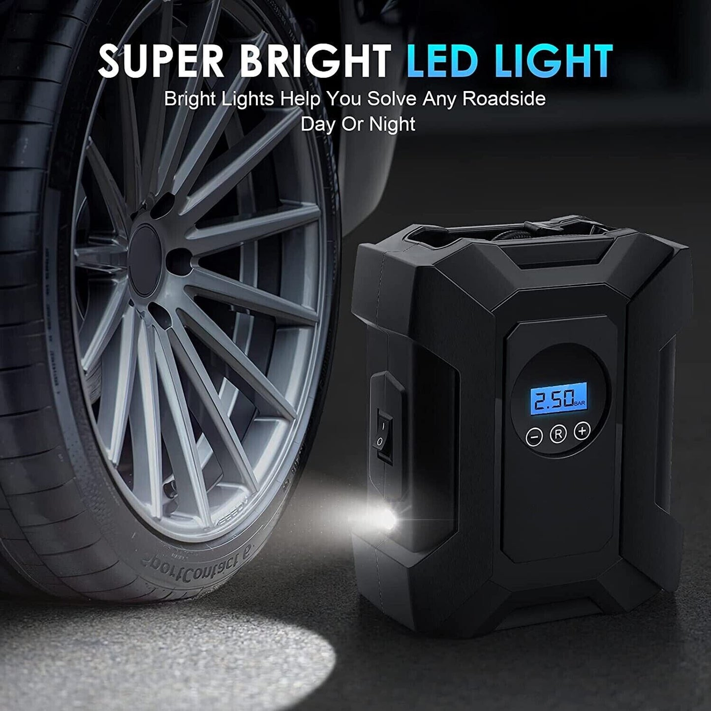 Car Tire Air Compressor Portable Electric Air Pump 12V Inflator Car LED Light