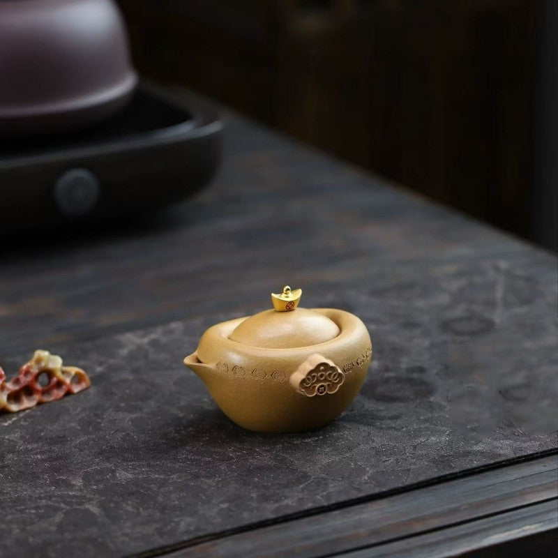 Real Yixing Zisha Duan Clay Tea Pot Single Hole Yuanbao Design Master Pot 100ml