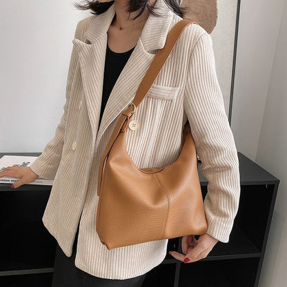 Single Shoulder Bag Fashionable Bag Solid Color Leather Single Shoulder Bag 1 PC