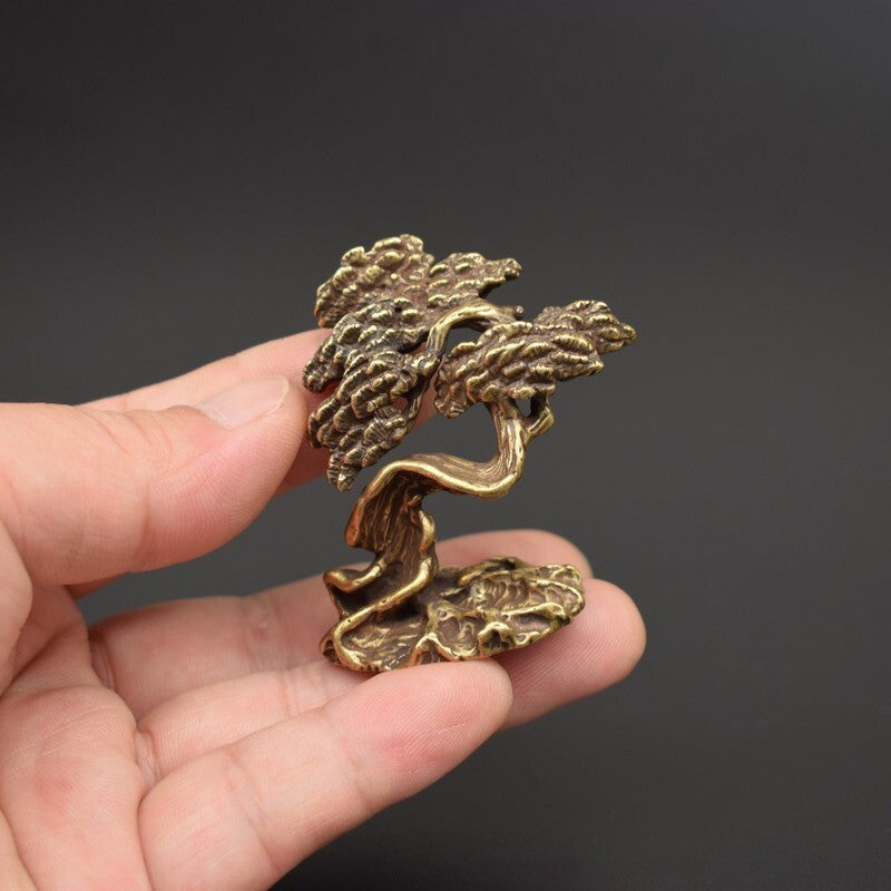 50g Brass Bronze Tree Statue Miniature Figurine Tea Pet Ornament Toy Collection