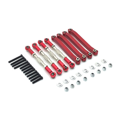 Red Chassis Pull Rods Turnbuckle Rod Linkage Set For MN D90 D91 D99 1/12 RC Car,