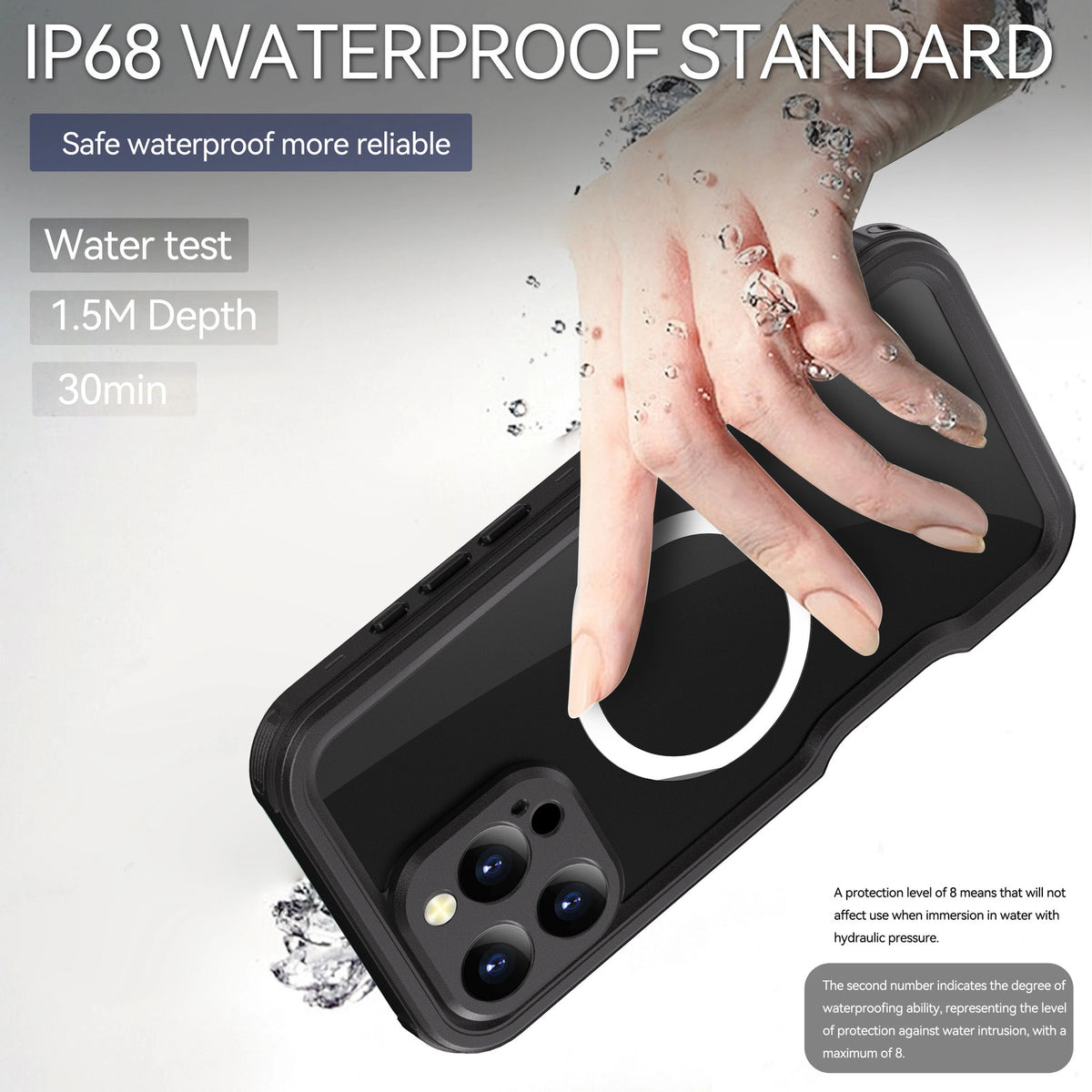 Design 360 Protection Shockproof IP68 Waterproof Phone case forIPhone16promax