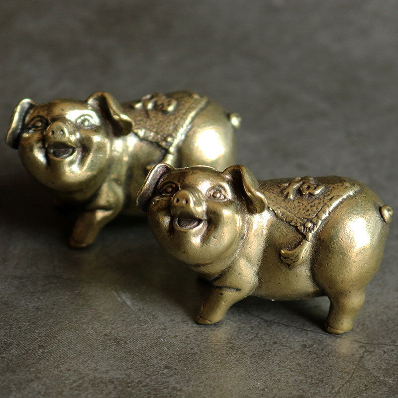 Solid Copper Pig Trinket Tea Pet Ceremony Antique Bronze Model Figurines
