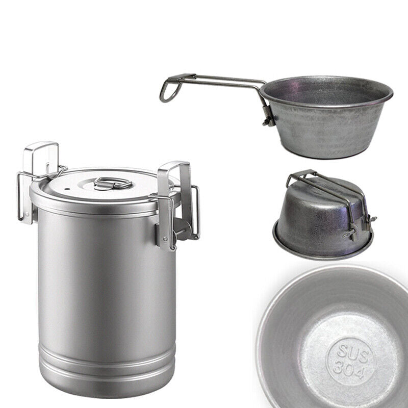 Rice Cooker Steam Pot Outdoor Portable Picnic Cookware Stainless Steel Camping