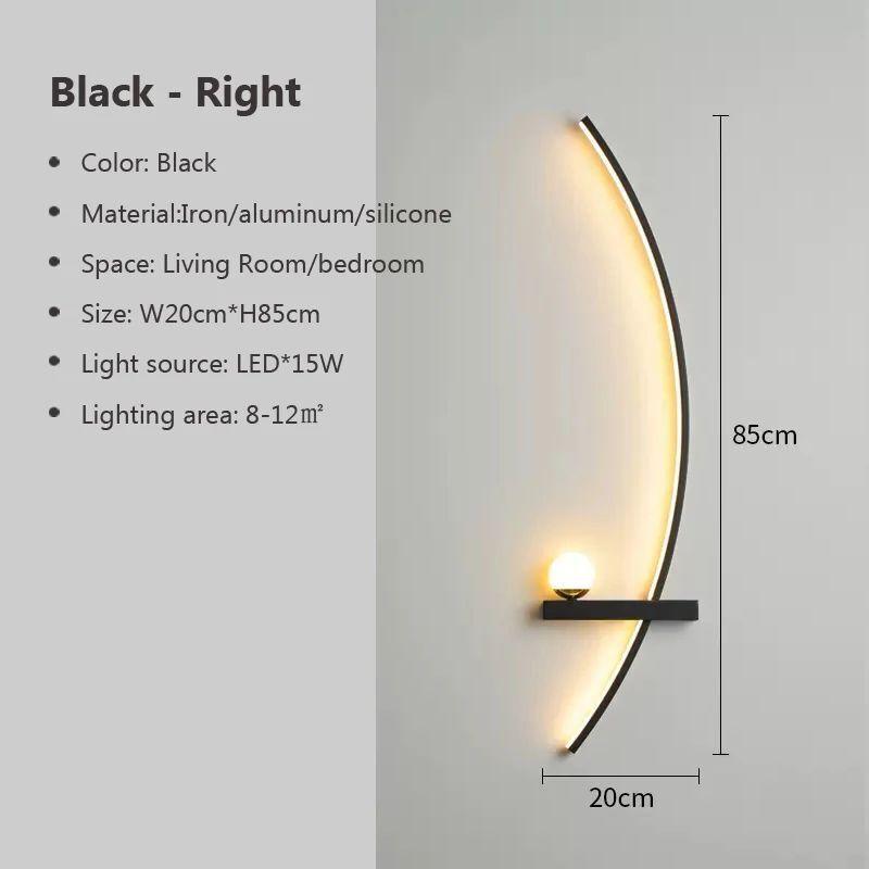 LED Wall Lamps Modern Black Gold Interior Nordic Art TV Home Decor Sconce Lights