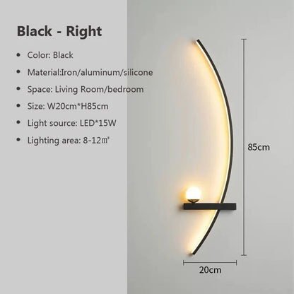 LED Wall Lamps Modern Black Gold Interior Nordic Art TV Home Decor Sconce Lights