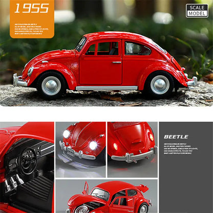 1:18 Beetle Alloy Classic Car Model Toy Car Simulation Hobby Car Sound Light