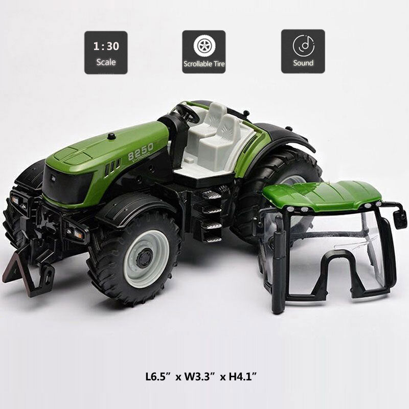1:30 Farm Tractor Toy Diecast Farm Toys Vehicle with Sound for Kids Gifts Green
