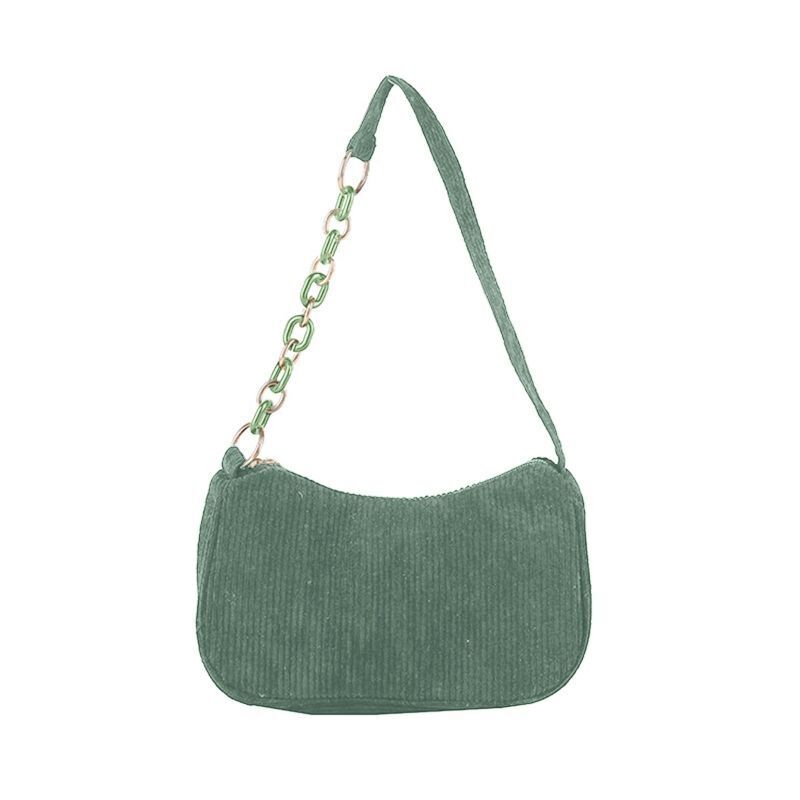 Handle Bag Canvas Cloth Chain Handbag Corduroy Shoulder Underarm Small Clutch