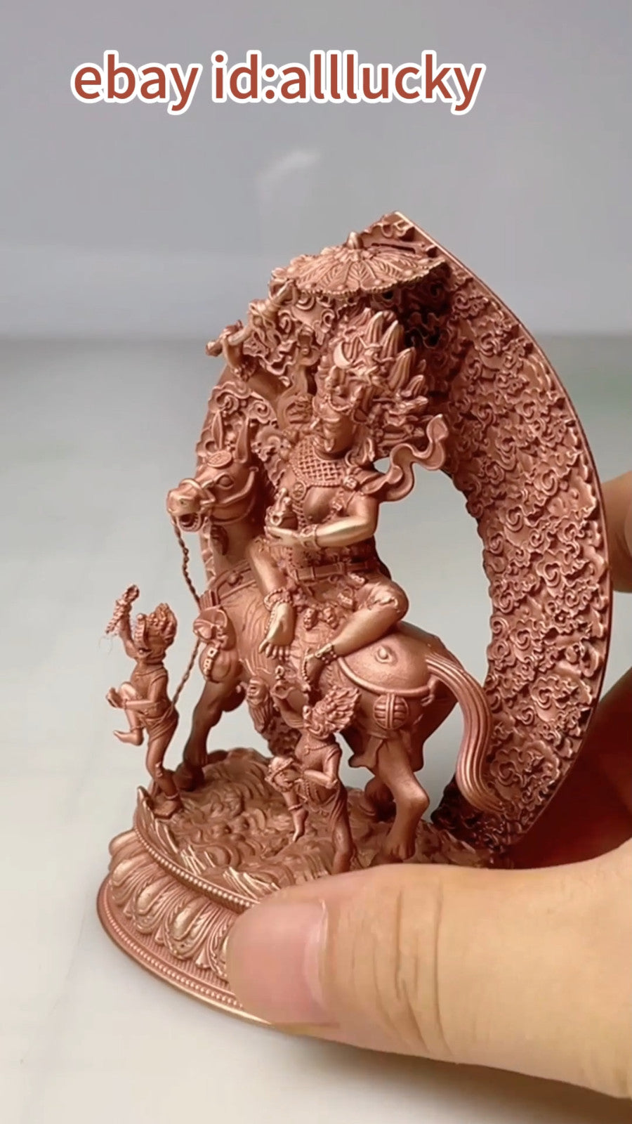 10cm Exquisite Red Copper Carving Tibet Buddhism Palden Lhamo Statue