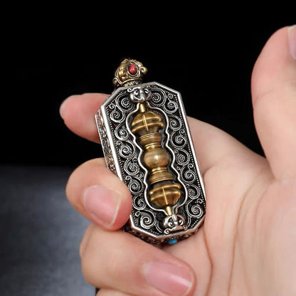 Vintage Vajra Pendant Tibetan Amulet Six Word Mantra Square Charm Buddhist