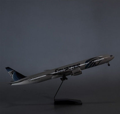 47CM EGYPTAIR B777-300ER Passenger Plane Led Sound- controlled Light Resin Model