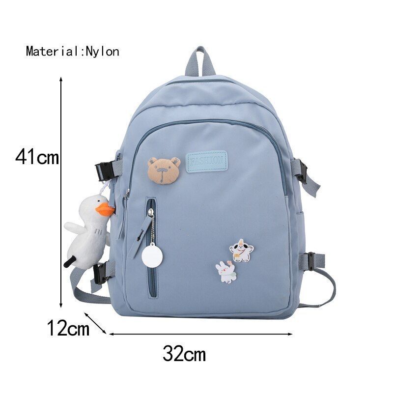 Backpack Women Cartoon Bag Summer Small Canvas Shoulder Bag Traveling Rucksack