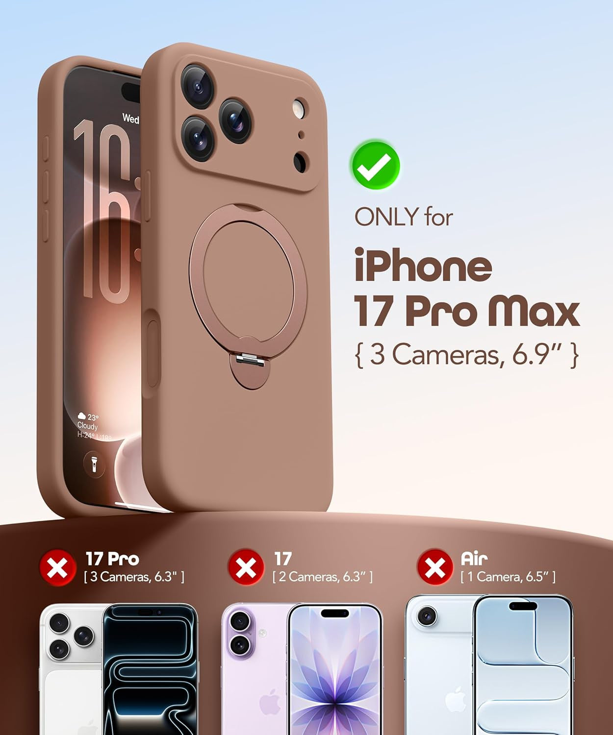 for Iphone 17 Pro Max Case with 360° Spin Magnetic Stand, [Compatible with Magsa