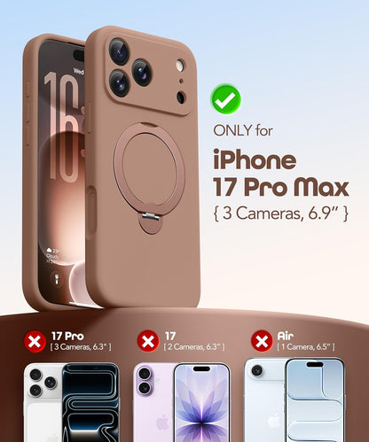 for Iphone 17 Pro Max Case with 360° Spin Magnetic Stand, [Compatible with Magsa