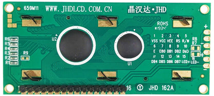 16x2 Dot Matrix Backlit LCD Module w/ Header Pins, Includes Driver & Controller