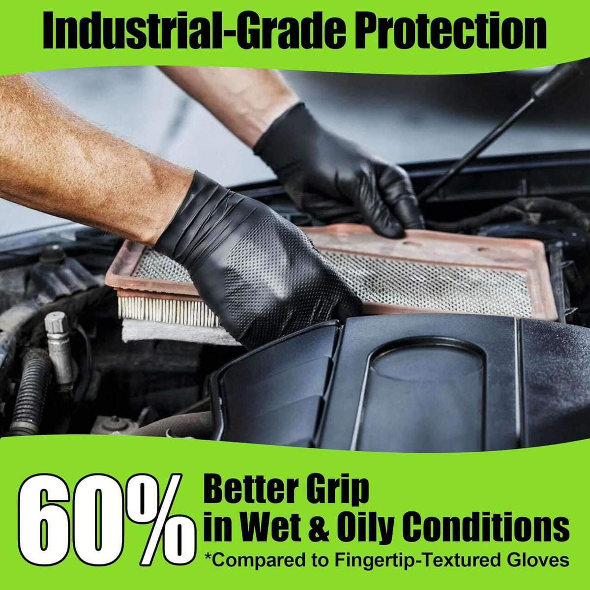 Black Nitrile Gloves 10 Mil, Heavy Duty Disposable Latex Free Gloves – Diamond G
