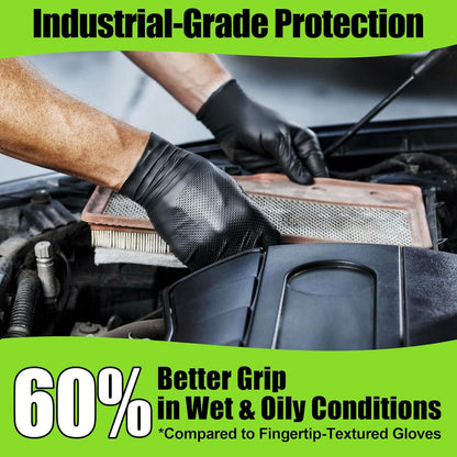 Black Nitrile Gloves 10 Mil, Heavy Duty Disposable Latex Free Gloves – Diamond G