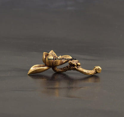 Pure Solid Brass Carved Lotus Frog Tea Ceremony Copper Tea Pet Small Ornament