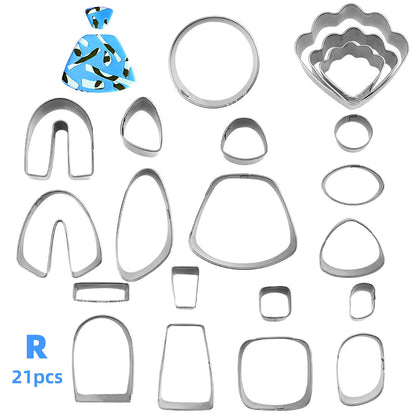 21Pcs DIY Stainless Steel Clay Earrings Set Jewellery Cutting Mold Making Tool