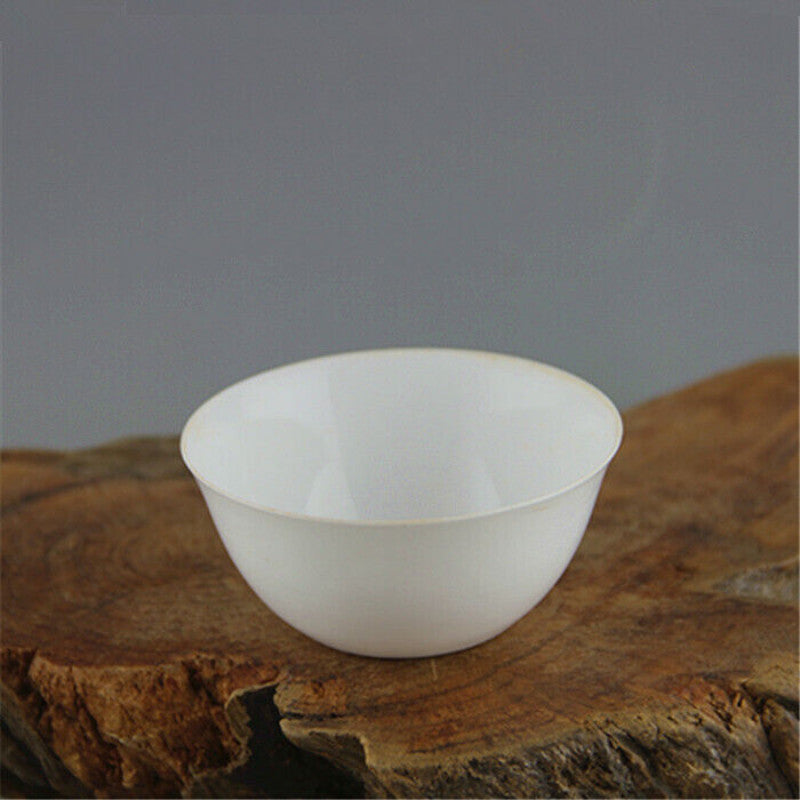 3.2" Chinese Thin White Porcelain Ming Chenghua Carved Phoenix Design Teacup Cup