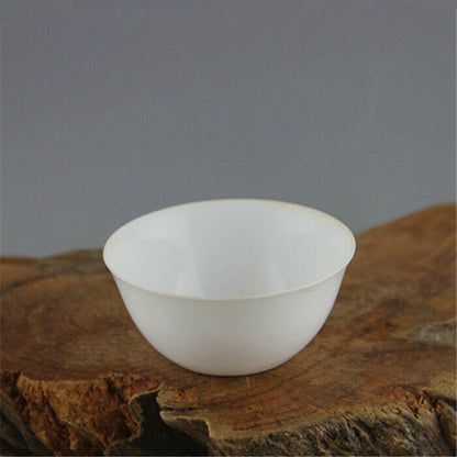 3.2" Chinese Thin White Porcelain Ming Chenghua Carved Phoenix Design Teacup Cup