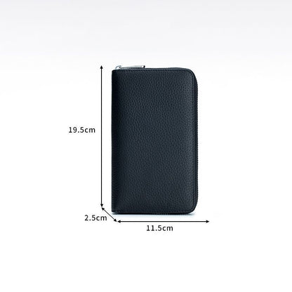 Folding Passport Bag Genuine Leather Folding Hand Ledger Long Wallet Phone Bags