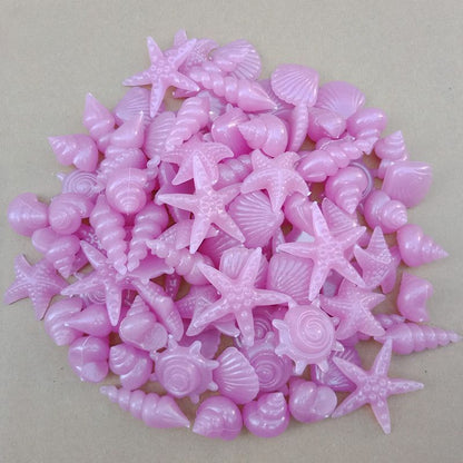 Aquarium Decor 50Pcs Luminous Stones Colorful Shell Starfish Conch Shape Pebbles