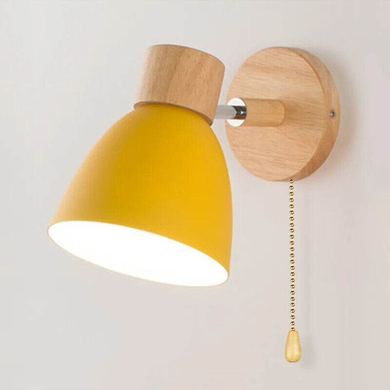 Wall Lamps W/ Switch Wooden Nordic Modern Sconce Home Bedroom Living Room Lights