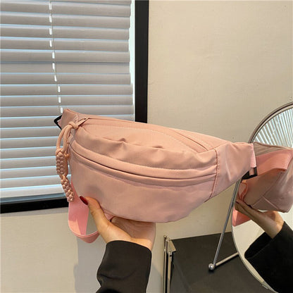 Canvas Shoulder Crossbody Bag Solid Color Chest Bag Sport Underarm Bag Simple