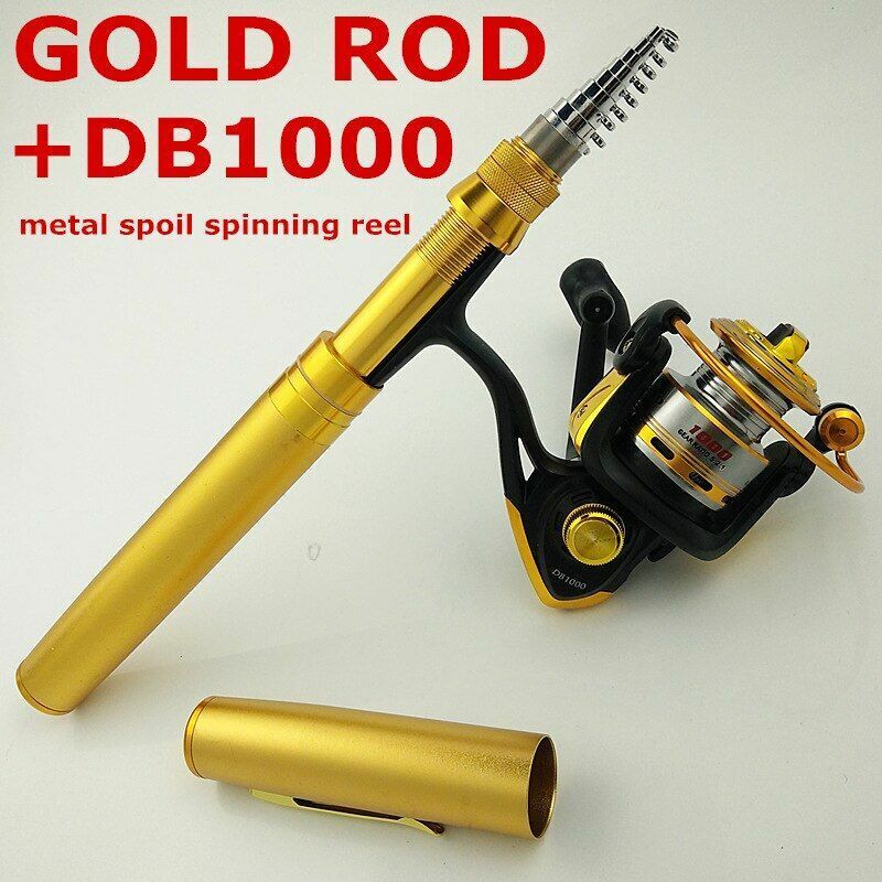 Fishing Rods Spinning 1.8m 2.1m Pen Shape Telescopic Pocket Rock Pole Cast Reels