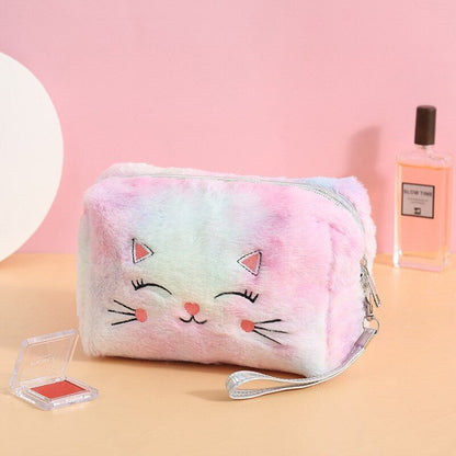 Cosmetic Bag Plush Makeup Purse Beauty Case Travel Toiletry Makeup Bag 7*11*8 cm