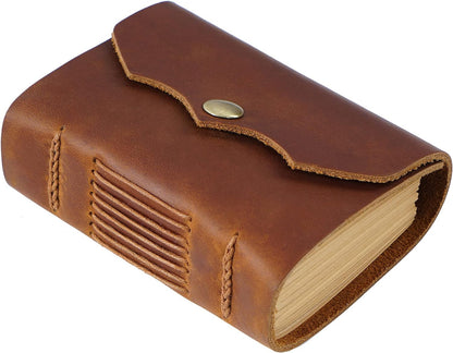 Handmade Vintage Leather Pocket Notebook Journal Unlined Kraft Paper 320 Page