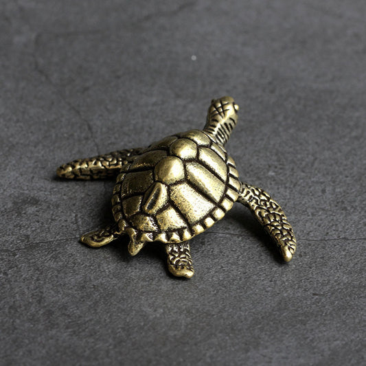 Solid Copper sea turtle Trinket Tea Pet Ceremony Antique Bronze Model Figurines