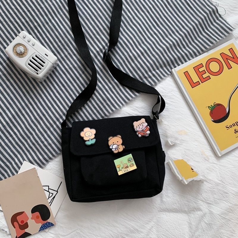 Cute Canvas Small Bag Female Diagonal Bag Wild Student Girl Shoulder Bag Women