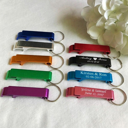 Personalized Bottle Opener 50pcs Custom Engraved Key Rings Wedding Name Gift Day