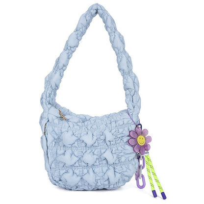Nylon Women Shoulder Bags Lady Handbags Pleated Underarm Bag Small