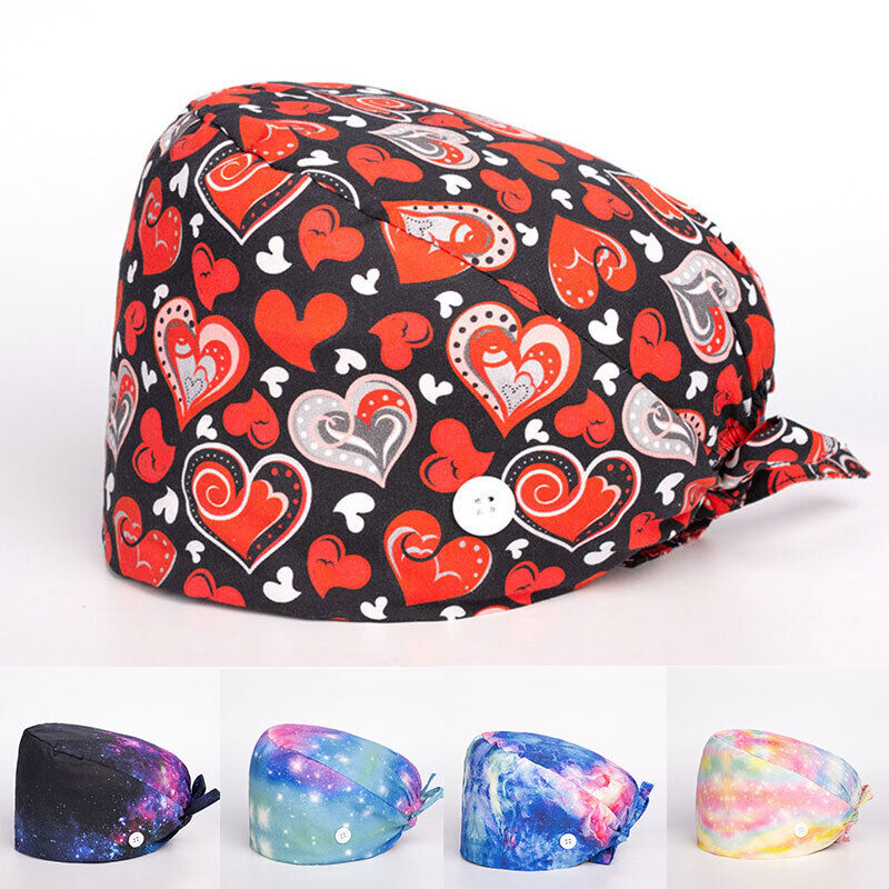 Surgical Cap Baotou Cap Fashion Floral Nurse Doctor Hat Buckle Classic Printing