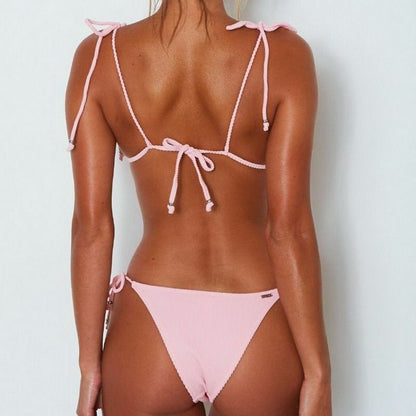 Women Swimsuit Swimwear Bandeau Bikini Solid Bathing Suits Polyester Nylon S M