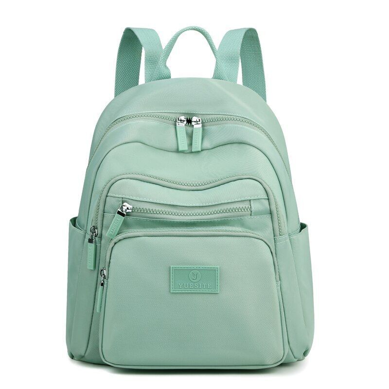 Dark Green Backpack Waterproof Nylon Student School Bag Small Traveling Rucksack
