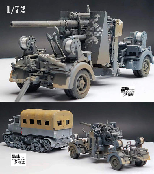 1/72 German 88 Artillery+Voroshilov Heavy Artillery Towing Trailer Model
