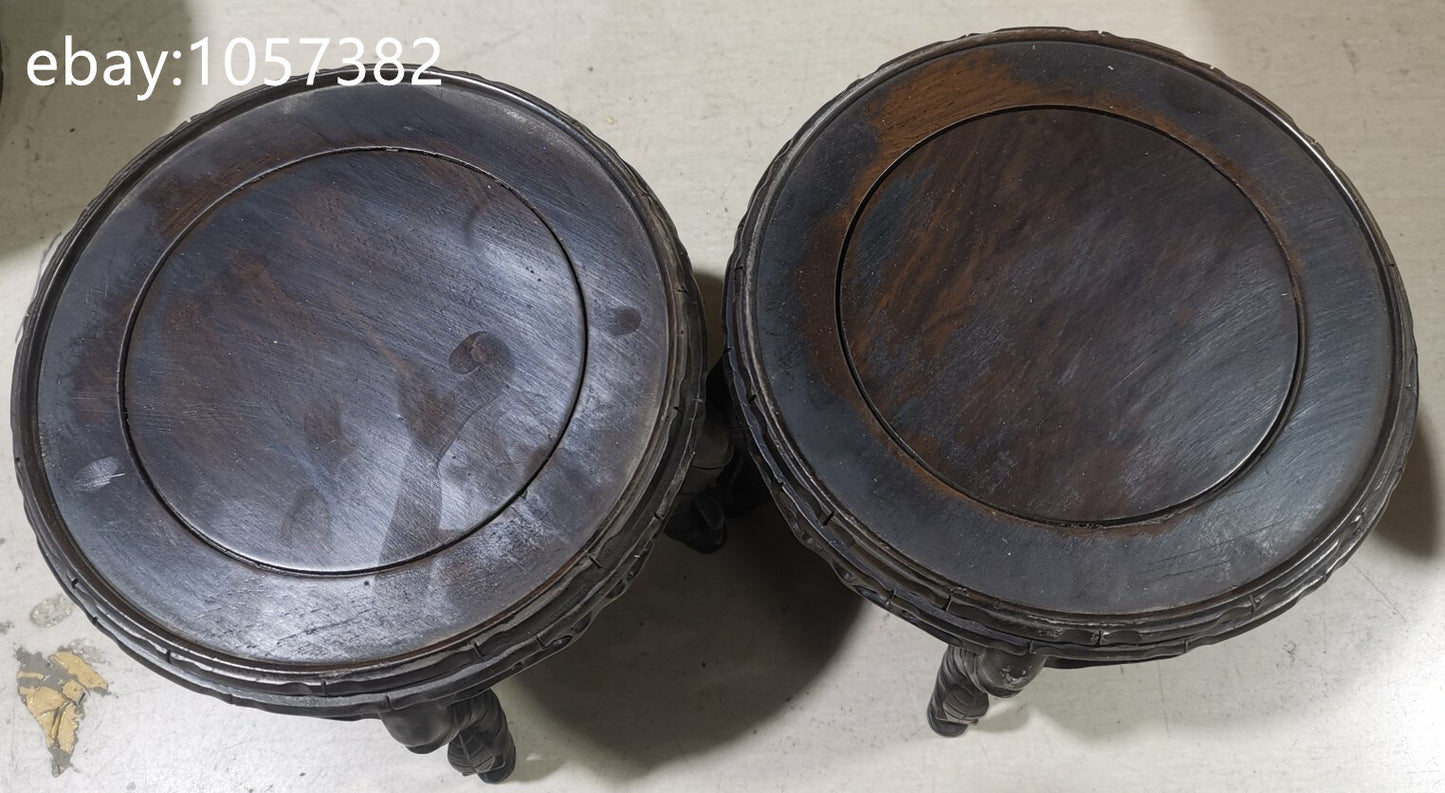8"Old Chinese Solid Wood Base Display Stand for Vase Bottle Teapot Incense